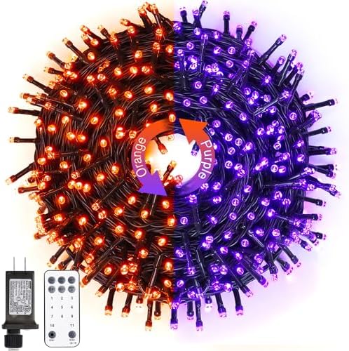 JMEXSUSS 66ft 200 LED Orange and Purple Halloween Lights Plug in by JMEXSUSS
