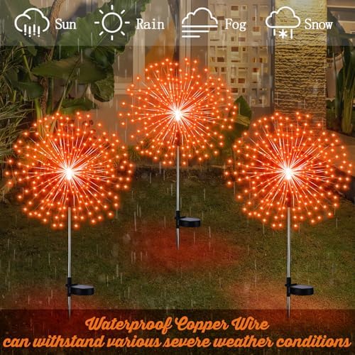 Tujoe 6 Pcs Fall Solar Firework Stake Lights 180 LED 8 Modes - Image 5