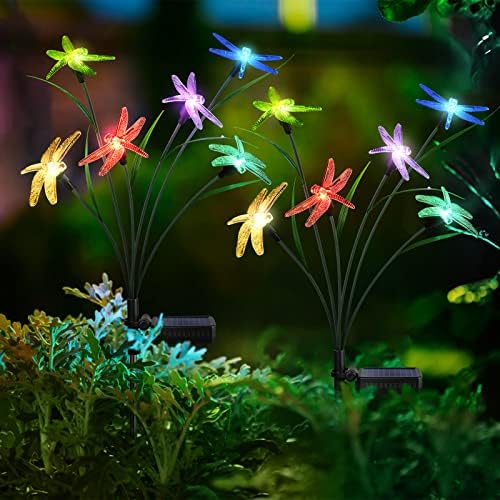 2PCS Outdoor Solar Lights, Waterproof Solar Lights Outdoor Pathway, Solar-Powered Garden Swing Dragonfly Decorative Lights for Yard Balcony Flower Bed, Gardening Plant Lovers by createyourdreamgarden