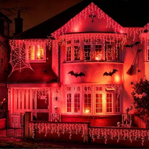 YEGUO 66ft 800 LED Icicle Lights Outdoor Waterproof, 160 Drops Halloween Lights Connectable, 8 Modes Icicle Christmas Light with Memory(Red) - Image 5
