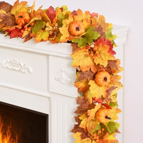 2 Pcs 6 FT Fall Garland for Mantle, Fall Decorations for Home by Yastouay
