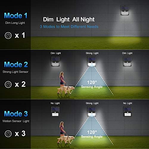 SEZAC Solar Lights Outdoor,3 Modes Motion Sensor Security Light Wall Light - Image 3