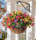 HyeFlora Artificial Faux Hanging Plants Flowers Basket for Summer Outdoor Outside Decoration, Fake Silk UV Sun Resistant Look Real Colorful Daisy Eucalyptus for Porch Home Patio Balcony Yard by HyeFloraartificialflowers