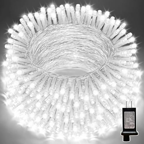 LAMPHOME 33ft Christmas Decorative Mini Lights, 100 LED Transparent Wire Fairy Starry String Lights Plug in, 16 Lighting Modes, for Indoor Outdoor Xmas Tree Wedding Party Decoration (White) by ULL