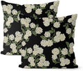 Black Spring Pillow Covers 24x24 Inch 2 Pcs Green Hydrangea Flower Decor Throw Pillows Vintage Floral Seasonal Summer Outdoor Decoration Pillowcase Linen Cushion Cover for Couch Sofa by DAFENA