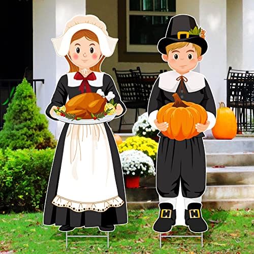 Capoda 2 Pcs Large Thanksgiving Pilgrim Yard Sign Decor, 33 x 12.6in by Capoda