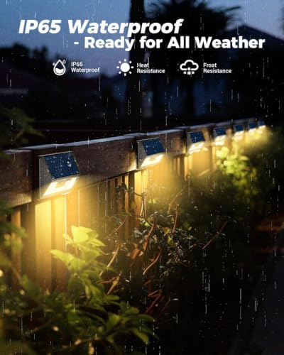 Vighep 12 Pack Solar Fence Lights, Motion Sensor Deck & Wall Lights - Warm White LED, Wireless, Waterproof, Outdoor for Yard, Steps & Garden - Black - Image 5