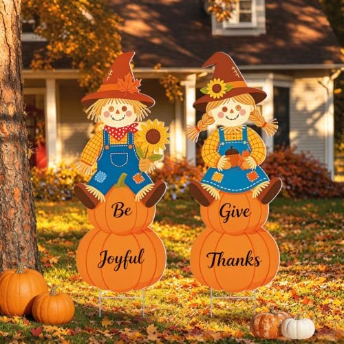 2 Pack Scarecrow Yard Stakes Fall Thanksgiving Outdoor Garden Lawn Decor - Image 4