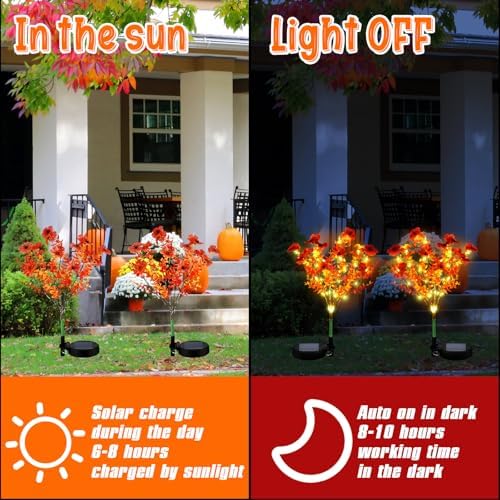 Glooglitter 4 Pack Orange Solar Flower Stake Light Outdoor Garden, Violet - Image 5
