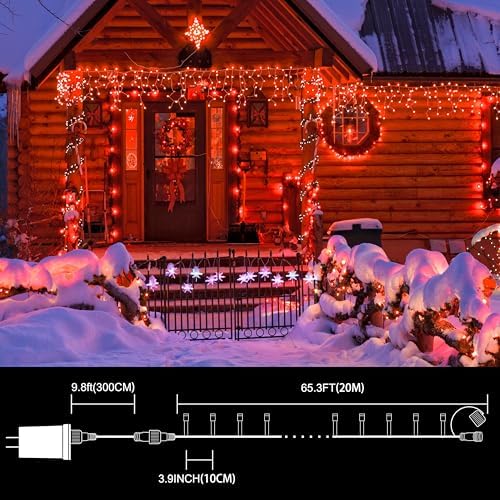 LAMPHOME 200 LED 66ft Valentines Decorative Mini Lights, Red String Lights Outdoor Valentines Day Decorations,Christmas Fairy String Lights Plug in, 16 Lighting Modes Waterproof for Tree Wedding Party - Image 4