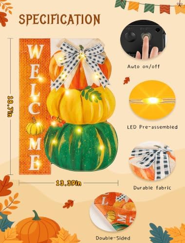 Thanksgiving Lighted Garden Flag,12x18 Inch Solar Powered - Image 2