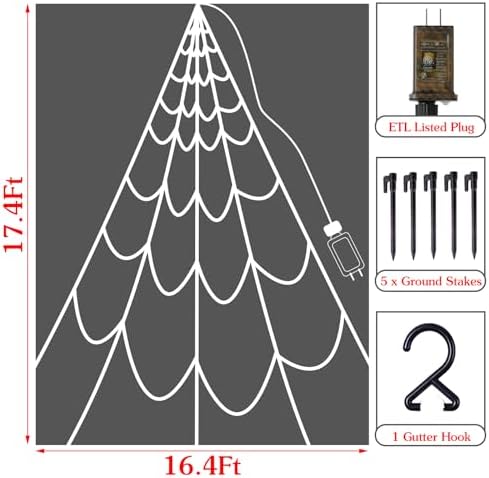 Halloween Decorations Outdoor Spider Web: Giant Light Up Spider Web Decor - Image 4