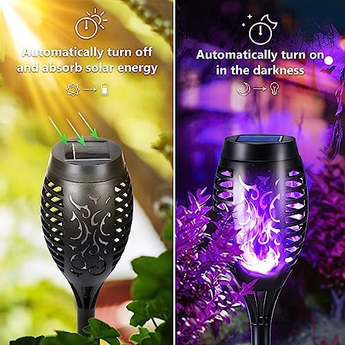 Toodour Solar Torch Flame Lights, 6 Pack Solar Halloween Lights Outdoor - Image 2