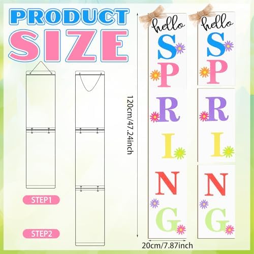 Yerliker Hello Spring Porch Sign Outdoor Decor 47" Large Welcome Decoration Daisy Flower Y'all Wooden Yard Sign for Front Door Home Yard Standing - Image 4