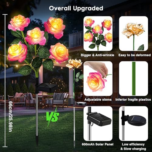 10 Pack Solar Flowers Lights Outdoor Waterproof for Yard Garden Decor - Image 6