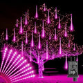 LAMPHOME Pink Lights for Valentines Day Decor,Christmas Lights Outdoor12-inch LED Meteor Shower Icicle Lights, 10 Tubes 240 LED Shower Rain Waterproof Plug for Xmas Tree Yard House by ULL