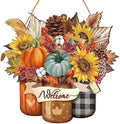 Boao Fall Door Decor Wooden Pumpkin Hanger Welcome Sign for Front Door by Boao