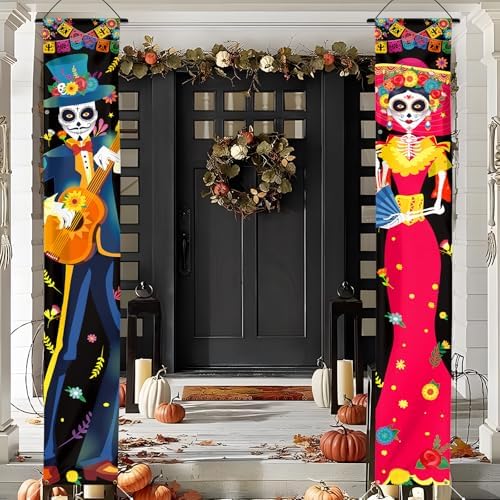 71 x 12 Inch Lighted Day of the Dead Dia de los Muertos Door Banner Decor - Image 3