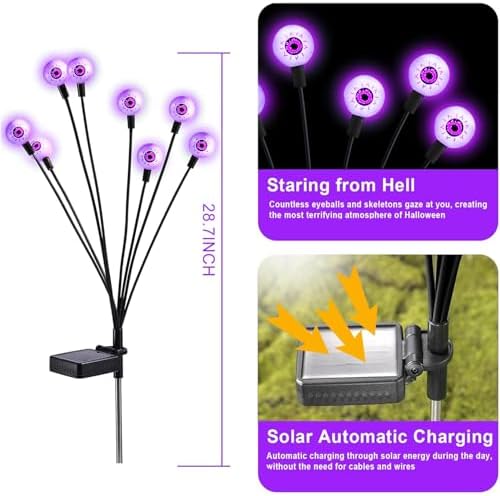 ASMAD Halloween Decorations Outdoor Solar Scary Eyeball Light,10Pack 80LEDs - Image 5