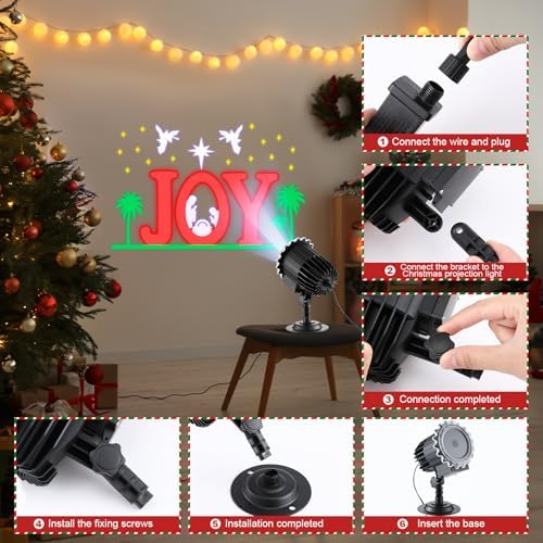 Hohean Christmas Nativity Projector Lights Outdoor Indoor, Waterproof LED Christmas Joy Themed Nativity Scene Projector with Timer Remote for Wall Windows Garage Doors Yard Xmas Decor(Colorful) - Image 4