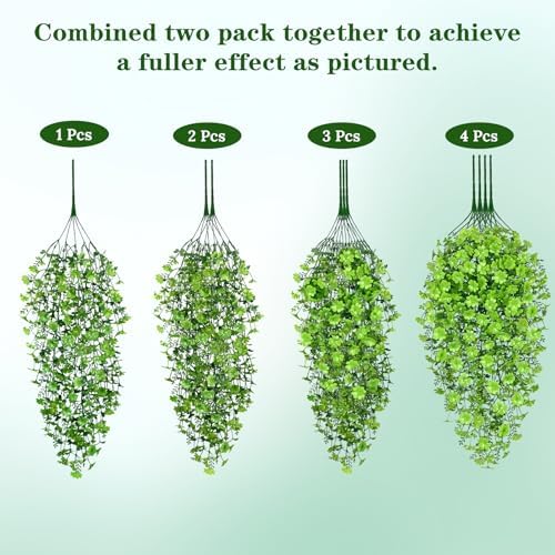 Waipfaru Artificial Hanging Plants, 4Pcs Faux Ivy Four-Leaf Clover - Image 6