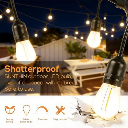 SUNTHIN 105FT Outdoor String Lights with 34 1W LED Bulbs - Image 5