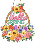 Wooden Spring Front Door Sign Hollow Flower Basket Welcome Sign Spring Decorations for Home Colorful Hanging Door Decor for Front Porch Wall Party Easter Outdoor Indoor by Unknown