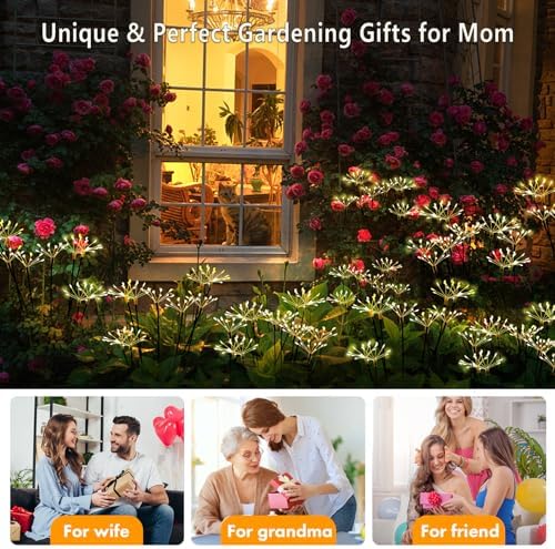 Kwaiffeo Solar Garden Lights 120 LED Decorative Firework Lights 2-Pack Warm - Image 4