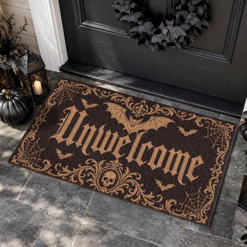 Gothic Bat Door Mat with Unwelcome Design Halloween Door Mat Gothic Decor - Image 2