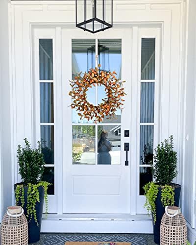 YNYLCHMX 20" Fall Wreath for Front Door, Brown Eucalyptus and Berry Decor - Image 7