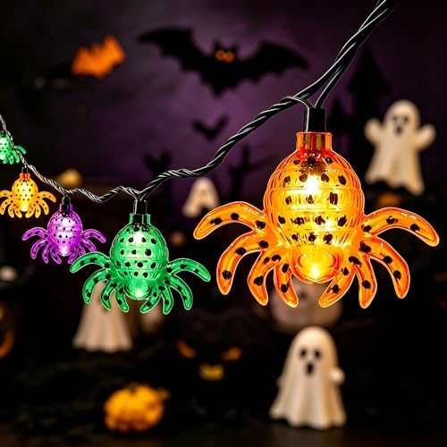 Halloween Spider String Lights, 8.5FT LED Decorative Lights with 10 Spiders, Waterproof Hanging Fairy Lights for Curtain, Home, Garden, Yard, Halloween Party Indoor Outdoor Decor - Image 5