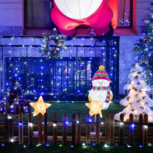 JMEXSUSS 66ft 200 LED Blue and White Christmas Lights, String Light Plug in - Image 5