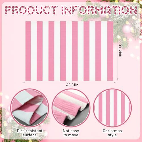 Duraaamo Christmas Pink Striped Rug 2.3' x 3.6' for Candyland Outdoor Decor - Image 2