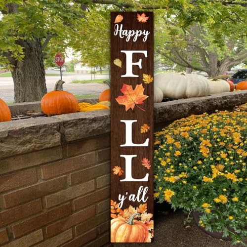 Welcome Sign Stand for Front Door, 47" Vertical Autumn Welcome Porch Sign Wall Hanging for Outdoor Patio Garden, Rustic Large Tall Porch Leaner Decor for Thanksgiving (Fall-Natural, Fall-Natural) by CPCDACSK