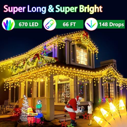 66FT 670 LED Christmas Lights 148 Ice Drops, 12 Modes with Timer, Memory - Image 2