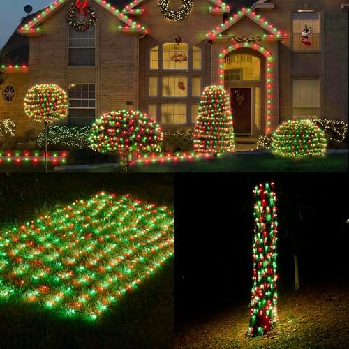 WBao Christmas Net Lights, 360LED 11.5ft x 6.9ft Christmas Lights with 8 Modes, Timer, End to End Connectable, Waterproof Design for Lawn, Bushes, Trees Outdoor Xmas Decorations, Red Green - Image 5