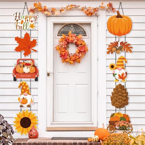 Yaomiao 2 Sets Happy Fall Party Decorations Hanging Door Porch Sign Banners by Yaomiao