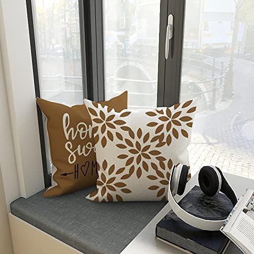 YCOLL Pillow Covers 16x16 Set of 4, Modern Sofa Throw Pillow Cover, Decorative Outdoor Linen Fabric Pillow Case for Couch Bed Car， Light Brown - Image 3