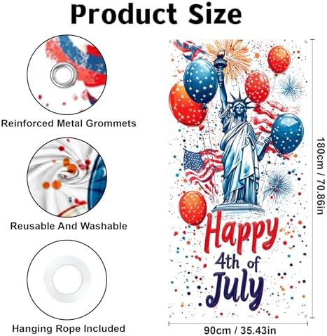 Patriotic Welcome Door Cover, 70.86" X 35.43" Door Banner - Image 3