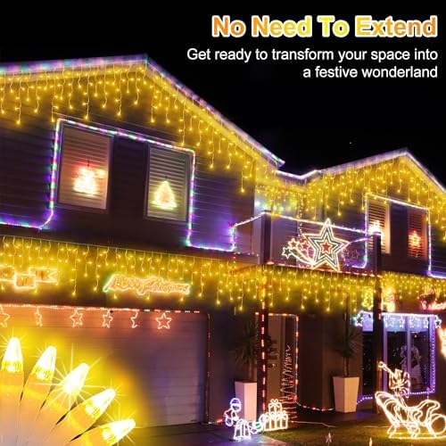 810 LED 82FT Christmas Icicle Lights, 180 Drops, 12 Modes, Warm White - Image 2
