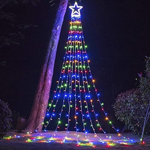 Outdoor Christmas Star String Lights, 320 LED 11.5 ft Waterfall Tree Lights with 8 Lighting Modes for Indoor/Outdoor Yard, Home, Festival, Party, Xmas, New Year Decor - Image 2