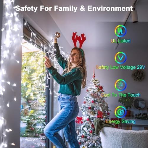 60FT 612 LED Outdoor Christmas Lights - 136 Ice Drops, 12 Pro Modes - Image 5