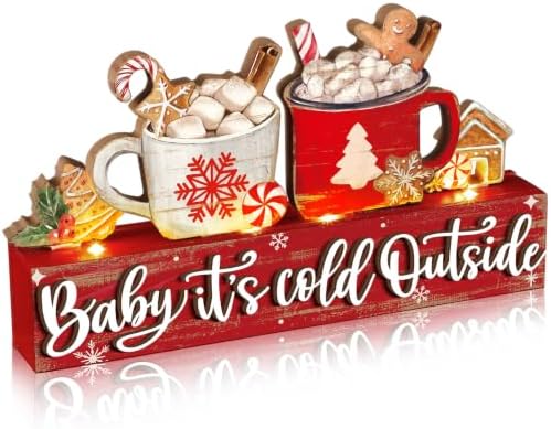 Chunful Lighted Christmas Table Decor Christmas Hot Cocoa Table Centerpiece by Chunful