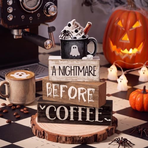 Lineshading 4 Pcs Halloween Farmhouse Tabletop Decor, Ghost Mug Topper - Image 2