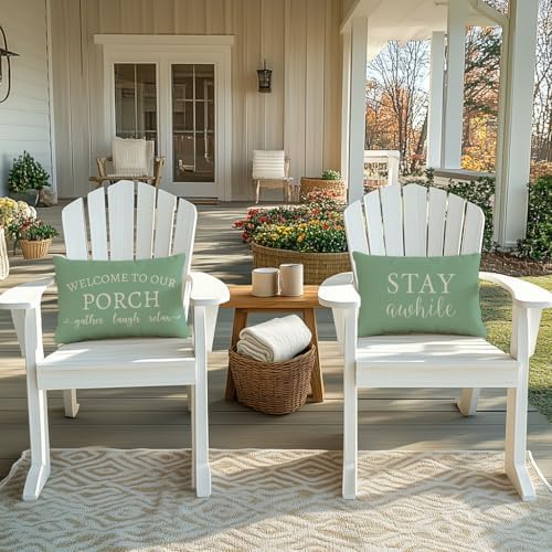 PANDICORN Outdoor Throw Pillow Covers 12x20 Inch Set of 2, Eucalyptus Green - Image 7