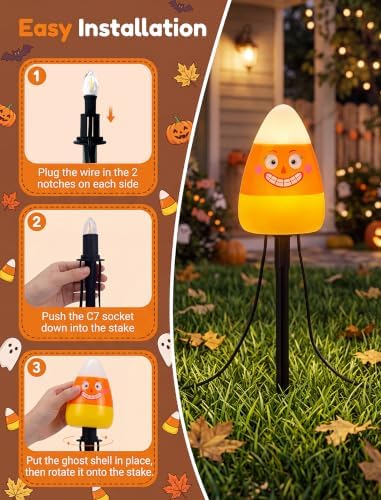 10.5FT Halloween Candy Corn Pathway Lights, 5PK Lighted up Candy Corn Decor - Image 4