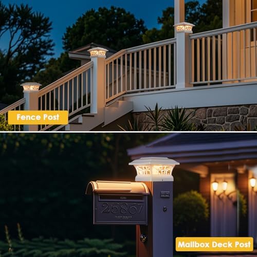8 Pack Solar Post Cap Lights Outdoor Waterproof, Dual Light, White - Image 7