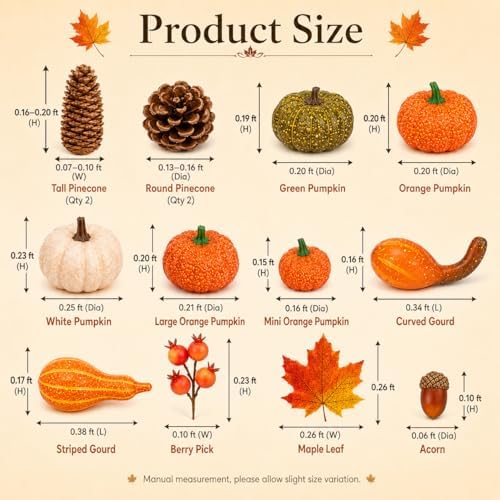 96-Piece Fall Decor Set with Artificial Pumpkins, Gourds and Maple Leaves - Image 3