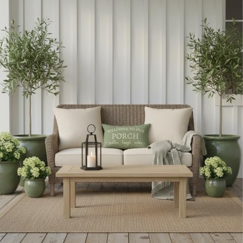 PANDICORN Outdoor Lumbar Throw Pillow Covers 12x20 Set of 2, Sage Green - Image 7