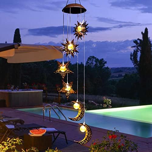 Tryme Solar Wind Chimes for Outside with Sun Moon Star Solar Hanging Lights Windchimes Outdoors Garden Decor Gifts for Mother, Grandma, Sister - Image 5